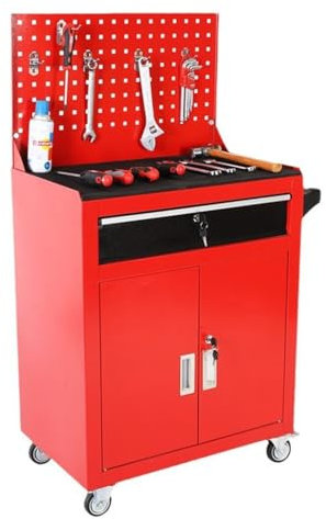 NEWCIX 1 Drawer Rolling Tool Box With Wheels And Lock, Workshop Parts Cart Storage Tool Box For Garage, Warehouse, Factory