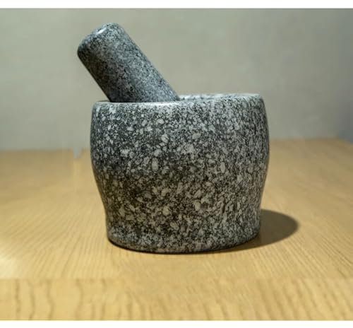 Juego de mortero y mortero de piedra natural, apto para alimentos, molinillo de piedra azul para medicina china, guacamole, especias y cocina