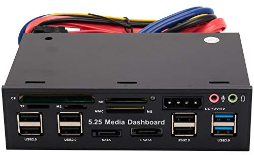 Turodeuo 5.25 Inch Usb 3.0 Front Panel Pc Usb 3.0/2.0 Hub E- Audio Multi Card Reader for Computer Case Optical Drives Bay