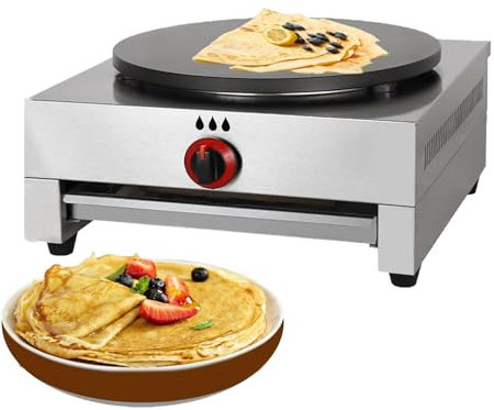 GLJTUO Máquina para Hacer Crepes Comercial De 15 Pulgadas, Máquina para Hacer Panqueques A Gas Lpg, Antiadherente, Redonda, para Blintzes, Huevos, Tortillas Y Barbacoa,