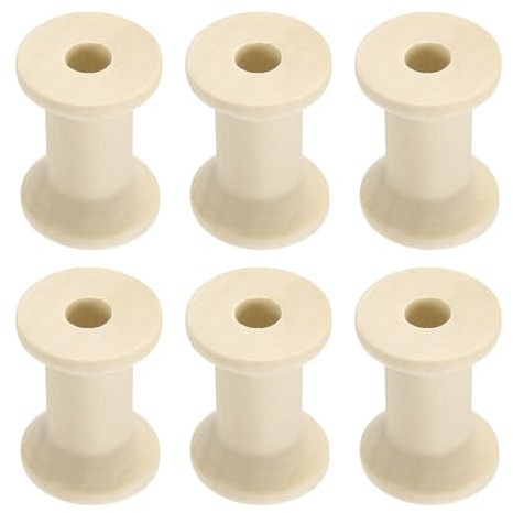 sourcing map 6Pcs Wooden Bobbins, 20mm x 30mm(WxH) Unfinished Wooden Spools Wire Weaving Bobbins Empty Thread Spools for Crafts DIY Art Embroidery Sewing Thread Twine, Wood Color