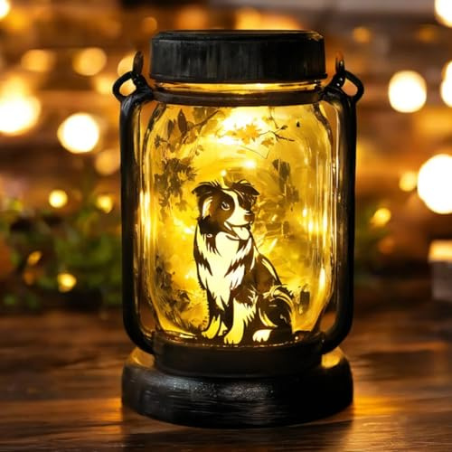 Lanterne solaire d'extérieur pour chat - Décoration de jardin 3 en 1 - Lampe lanterne de chat (berger allemand)