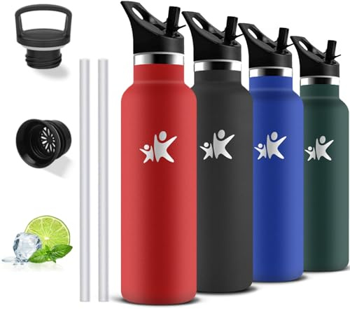 Borraccia Termica, Borraccia 750 ml, Senza BPA, Borracia con Cannuccia, Senza Perdite, Bottiglia Termica, Acciaio Inossidabile 18/8, Borracce Termiche per Campeggio, Uffici, Viaggio, Palestra