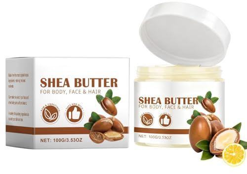Sheabutter Moisture, Sheabutter Bio für Kosmetik, Gesicht, Körper & Haare, Shea Butter für Pflege Trockene Haut und Haare, Body Butter Tiefenpflege mit Vitamin E, Verbessern sie die Hautelastizität