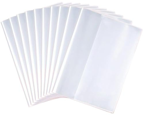 JYNXOR 10 Stück buchumschläge, Transparent Schulbuch Umschläge, Schulbuchumschläge mit Verstellbarem Klebestreifen, Klar Bücher Einbinden für das Home Office der Schule(19.5x26.5cm)