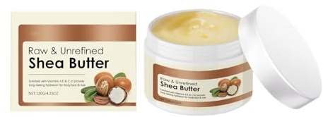 Raw and Unrefined Shea Butter,Natural Glatte,120g - Intensive 48H Feuchtigkeit für Gesicht, Körper & Haare,Schnell Einziehend, Für Trockene Haut