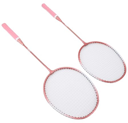 Set di Racchette da Badminton, Set da Badminton Professionale Che Impedisce Lo Scivolamento della Maniglia Ammortizzante 3 Volani Ad Alta tenacità per Principianti per Lo Sport (Pink)
