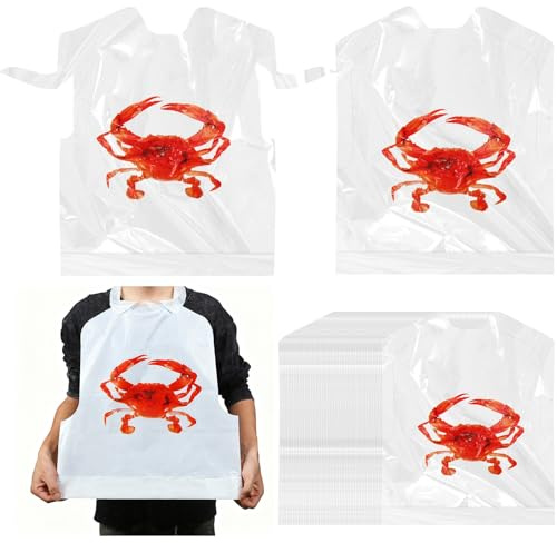 Fooduck 100 Pcs Disposable Seafood Bibs 17 Inch Waterproof Bibs for Lobster Crawfish Shellfish Boil BBQ and Restaurant Use