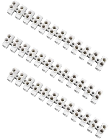 3 Pack 30A Electrical Wire Connector Blocks, 30 Amp 12 Way White Terminal Block Strip, Electrical Terminal Connector Strips, for Wiring Cable Dual Row 12 Position