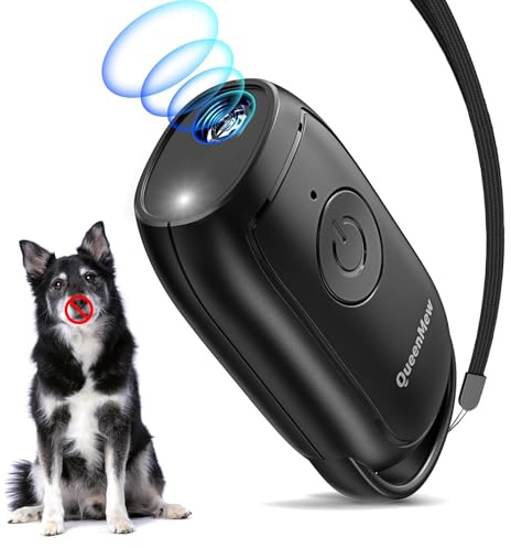 Queenmew Anti Bell Gerät Hunde, Tragbarer Antibell Ultraschall Gerät, Leistungsstarkes Hunde Bellen Stoppen, AntibellGerät fürHunde mit LED, Anti BellenGerät Drinnen Draußen für Kleine GroßeHunde