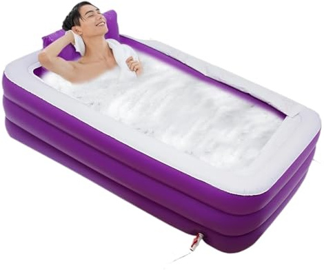 Fällbart badkar hopfällbart uppblåsbart vuxenbadkar, fristående uppblåsningsbadkar med bärbar funktion för spa (Color2)