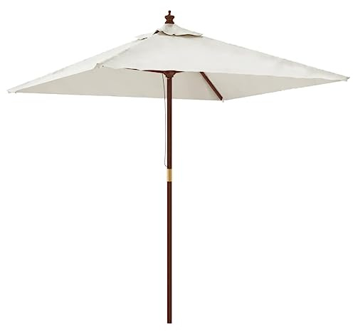 Toldo lateral, sombrilla con mástil de madera, color arena, 198 x 198 x 231 cm, toldo para balcón, terraza, jardín