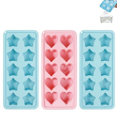 3 PCS Star Ice Cube Tray, Mini Ice Cube Tray, Ice Cube Moulds, Elegant Star-Shaped Ice Cubes for and Beverages, Durable Material, Easy to Use and Clean, Perfect for Home Entertaining