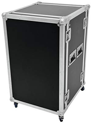 Roadinger Rack Profi, 20 HE, 45 cm Einbautiefe | Mit 4 Rollen | PRO Flightcase für 483-mm-Geräte (19) | 2 abnehmbare Deckel | 9 mm mehrschichtig verleimtem Birkenmultiplexholz, dunkelbraun laminiert