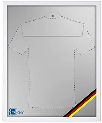 Bildershop-24 Objektrahmen Trikotrahmen aus Massivholz VARIO36 WM inkl. Bügel, Deutschland Banner und Passepartout 70x90cm Weiß matt (lackiert) Geschenk Papa Freund