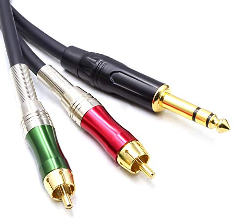 SiYear Gold-Plated 6.35mm 1/4 inch Male TRS Stereo Plug to Dual RCA Phono Male Audio Y Splitter Cable,Connector Wire Cord Plug (0.5M)