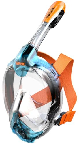 Seac Libera Full-Face Snorkel Mask - Aquamarine/Orange, Large/X-Large
