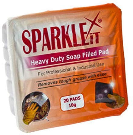 We Can Source It Ltd - Heavy Duty Soap Filled Scourer Pads 10g - Pack of 20 Brillo Style Cleaning Pads for Pots, Pans & Cookware - Industrial Strength Steel Wool Soap Pad for Kitchen & Commercial Use