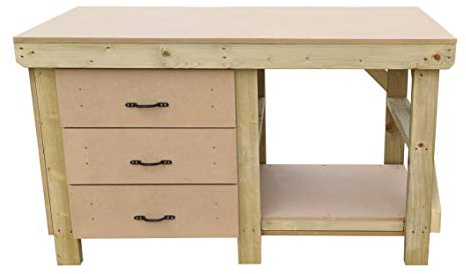 Arbor Garden Solutions Wooden MDF Workbench 3x Drawer Tool Cabinet With Storage Shelf (5ft)