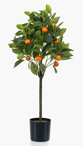 artplants.de Orangenbaum künstlich BIMENES mit Früchten, 75cm - Orangenbaum Kunstpflanze/Apfelsinenbaum Kunststoff