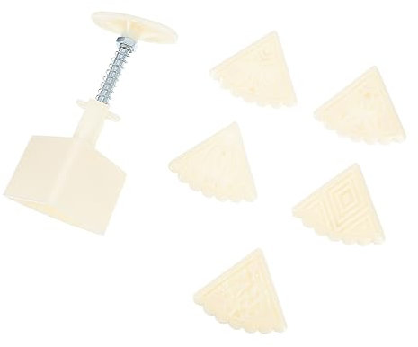 Cabilock DIY Pralinenformen 1 Set Mooncake Form Hand Drücken Kuchen Cookie Form mit 10Pcs Dreieck Form Briefmarken Mitte Herbst Festival Backen Kochen e Fondantformen Nachtisch