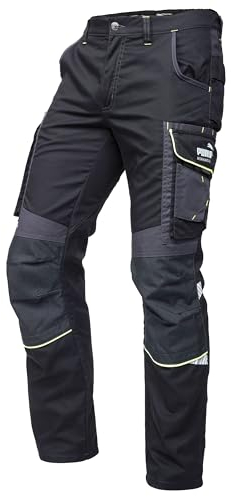 PUMA Workwear Precision X Pantalon de Travail pour Hommes, Nombreuses Poches & Genoux renforcés - Idéal pour Les Artisans, Les ouvriers de Production et de Construction - Noir/néon - Taille 52