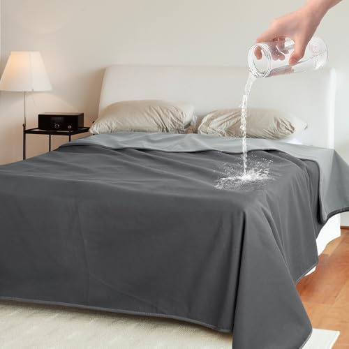 Catalonia Classy Waterproof Bed Blanket, Washable Protective Fleece Sherpa Throw for Adults, Bed Cover, 203 x 152cm