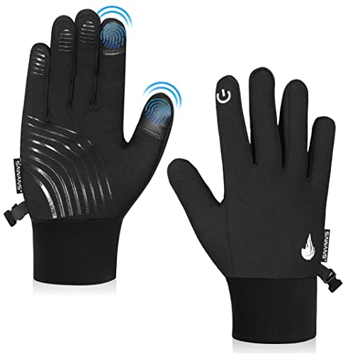 Winter Cycling Running Warm Gloves Men Women Touchscreen Thermal Windproof Anti Slip Driving Sports Outdoor Bike Gloves Hiking Ski Climbing Riding Walking (M, Black)