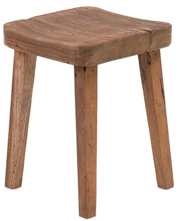 DESIGN DELIGHTS Rustikaler Holz HOCKER Lupo | 40x30 cm (HxB), Mahagoni & Teak | Sitzhocker, Pflanzenhocker, Holzhocker, Beistellhocker, Schemel