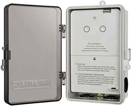Suraielec Dual WiFi Pool Timer, 120/277V Individual Switches, 40 AMP, 1HP/2HP Heavy Duty Smart Timer, Independently Control Two 120/277V Devices, Indoor/Outdoor for Pool Pump, Water Heater, Spa