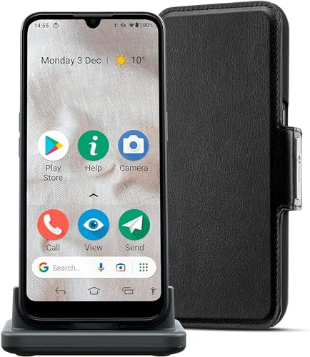 Doro 8100 Plus 4G Smartphone Débloqué pour Seniors, Résistant à l'eau, avec Triple Caméra, Écran 6.1, GPS, Reconnaissance Faciale, Socle Chargeur et Étui [Version Française] (Noir)