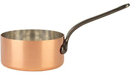 Cuisine Romefort | Casserole en cuivre étamé Ø 18 cm avec queue en fonte | Casserole traditionnelle en cuivre massif | Fabrication Française (18 cm)