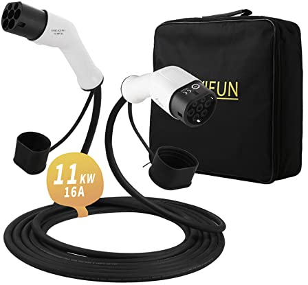 EVIEUN EV Cable de Carga para Vehículos Eléctricos PHEV e Híbridos | Tipo 2 a Tipo 2| 16A| 11KW |5 Metros |Cable Recarga Coche Eléctrico para Estación de Carga de Cargador EV