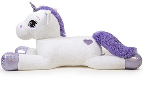 SNOWOLF Riesen Plüsch Spielzeug Einhorn Große Plüsch Tier Spielzeug Plüsch Kissen Großes Pferd Plüsch Flauschige Einhorn Plüsch Puppe Geschenk für Kinder Mädchen Jungen(weiß,80cm)