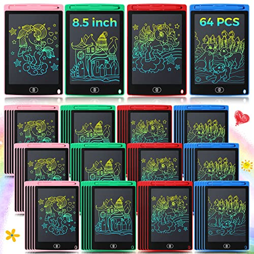 Zhehao 64 Pieces LCD Writing Tablet Doodle Board for Kids Bulk, 8.5 Inch Reusable Erasable Drawing Pad Learning Educational Toy Birthday Party Favor Gift for Boys Girls(Colorful)