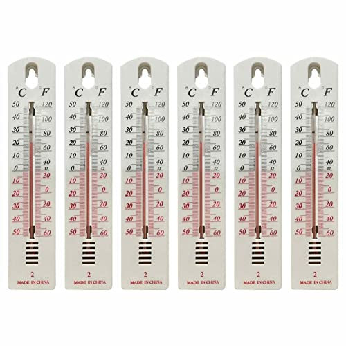 PW TOOLS Set di 6 Termometri Ambienti per Interni | Termometro da Parete | Termometro da Giardino | Misuratore di Temperatura con ?/? | per Il Giardino dell'ufficio Domestico all'aperto dell'interno