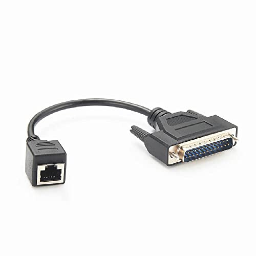 Elecbee Câble RJ45 Femelle vers DB25 Mâle null Modem,DB25 25 Broches Connecteur Série Mâle vers RJ45 Femelle Câble Réseau pour la Lumière Laser,ordinateurs de bureau, etc（0.3meter）