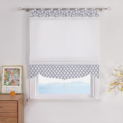 ESLIR Raffrollo mit Schlaufen Blickdicht Gardinen Küche Raffgardinen V Schlaufen Landhaus Schlaufenrollo Vorhänge Wohnzimmer 1 Stück BxH 120x140cm 1 Stück