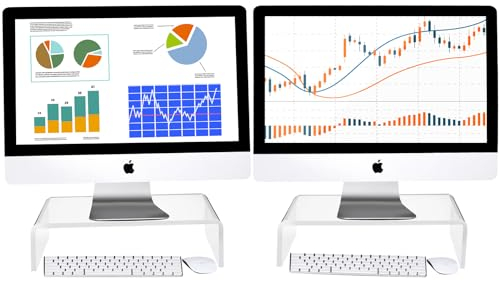 2 Stück transparenter Acryl-Computer-Monitorständer Halter Acryl Ständer Computerständer Desktop Monitor Erhöhung Ständer für Home Office Business Laptop Bildschirm TV Monitor (30,5 x 20,3 x 7,6 cm)