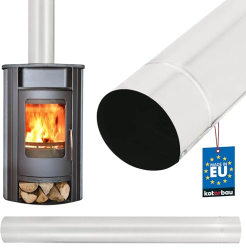 KOTARBAU® Schornsteinrohr Rohr 1 m Ø 140 mm Rauchrohr aus Stahlblech Silber Abgasrohr für Kamin Effektive Verbrennungsgasableitung Schornstein Kaminrohr