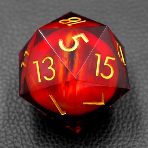 50MM Jumbo Eyeball d20 with Gift Case,Dungeons and Dragons Sharp Edge Large D20 Moving Dragon Polyhedral Dice for Role Playing Game (Fire red Eyeball-1) for 15 Years and Up