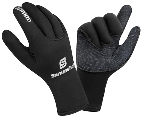 Summshall Neoprenhandschuhe,3mm Neopren Handschuhe Herren Damen Wärmender Tauchhandschuhe, Anti-Rutsch Neopren Handschuh für zum Tauchen, Surfen, Kajakfahren, Schnorcheln, Segeln, Bootfahren