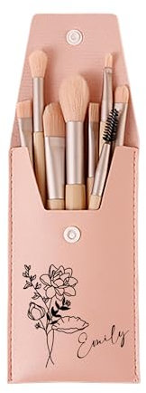 Personalisierte Geburt Blume Makeup Pinsel Set - 8 Stück Mit Benutzerdefinierten Namen - Reise Tasche Mit Monogramm für Frauen Geburtstag