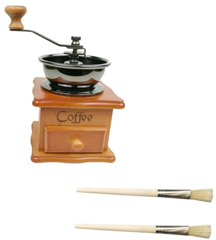 Mikinona 1set Macinacaffè Manuale Vintage Con Base e Macinino Per Chicchi Di Caffè Facile Da Usare e Pratico Accessorio Per Amanti Del Caffè Include Pennelli Per Pulizia