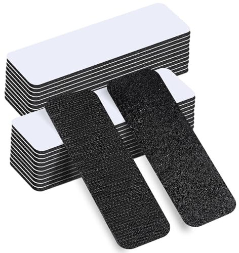Vel-cro Adesivo Forte 3x10cm - 20Pcs Rettangolo Stretch per Tessuto, Biadesivo Extra con Nastro per Casa, Ufficio, Garage