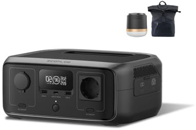 ECOFLOW Centrale elettrica portatile RIVER 3, batteria LFP da 245 Wh, uscita max 600 W, tempo di funz. doppio con GaN, UPS <20 ms, generatore solare 30% + compatto x esterni, camping, furgoni