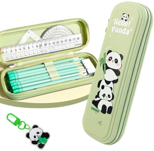 MUVONZI Federmäppchen Mädchen, Federtasche große Kapazität, Federmappe für Mädchen, Jungen, Mäppchen Teenager, Grün, Cartoon, Panda Druck