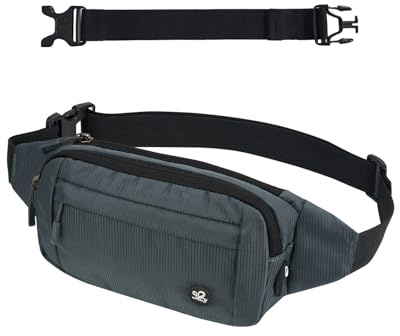 WATERFLY Sac Banane Sacoche de Ceinture Homme Femme : Petite Ceinture Sac de Sport Bum Hip Bag pour Hommes et Femmes Sac Fanny de Taille avec Sangle d’extension pour Voyage Randonnée Entraînement de