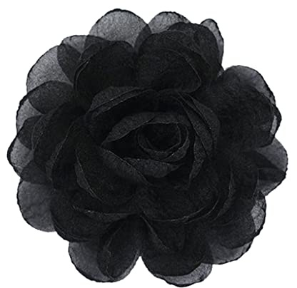 Kabelife 10CM Süß Blumen Brosche, Ansteckblume, Blume Haarspange, Haarclip Blume, Rosen Haarnadeln Haarschmuck für Mädchen Frauen Party Strand Hochzeit (Schwarz)