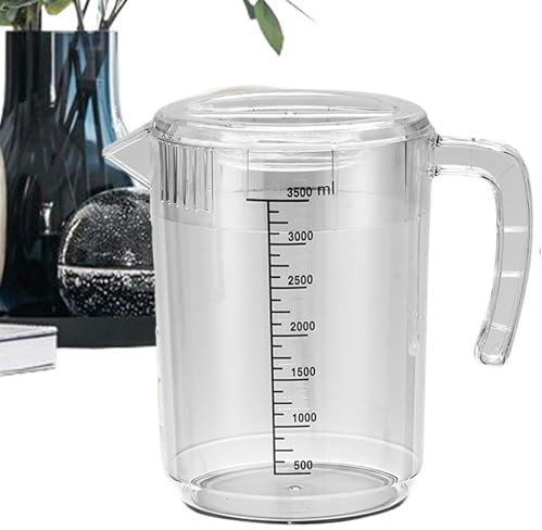 Clear Water Carafe Jug, Large-Capacity 2500ml Heat-Resistant Pitcher, Airtight Juice Container with Strainer, Handle, and Measurements, Ideal for Iced Drinks at Parties